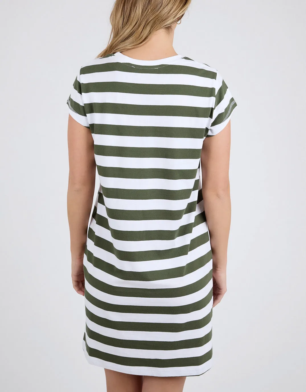 Foxwood Signature Stripe Tee Dress Khaki/White Stripe