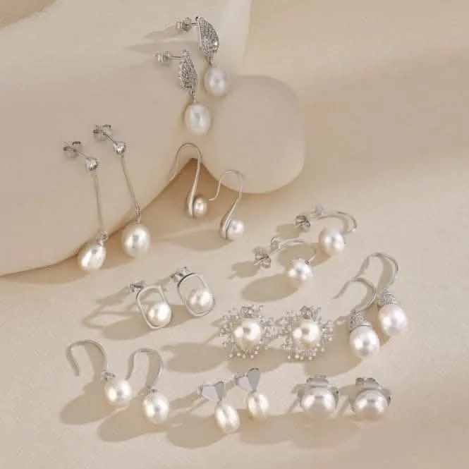 Fresh Water Pearl Sparkling Stone Dropper Earrings ERLE029 Ania Haie Jewellery