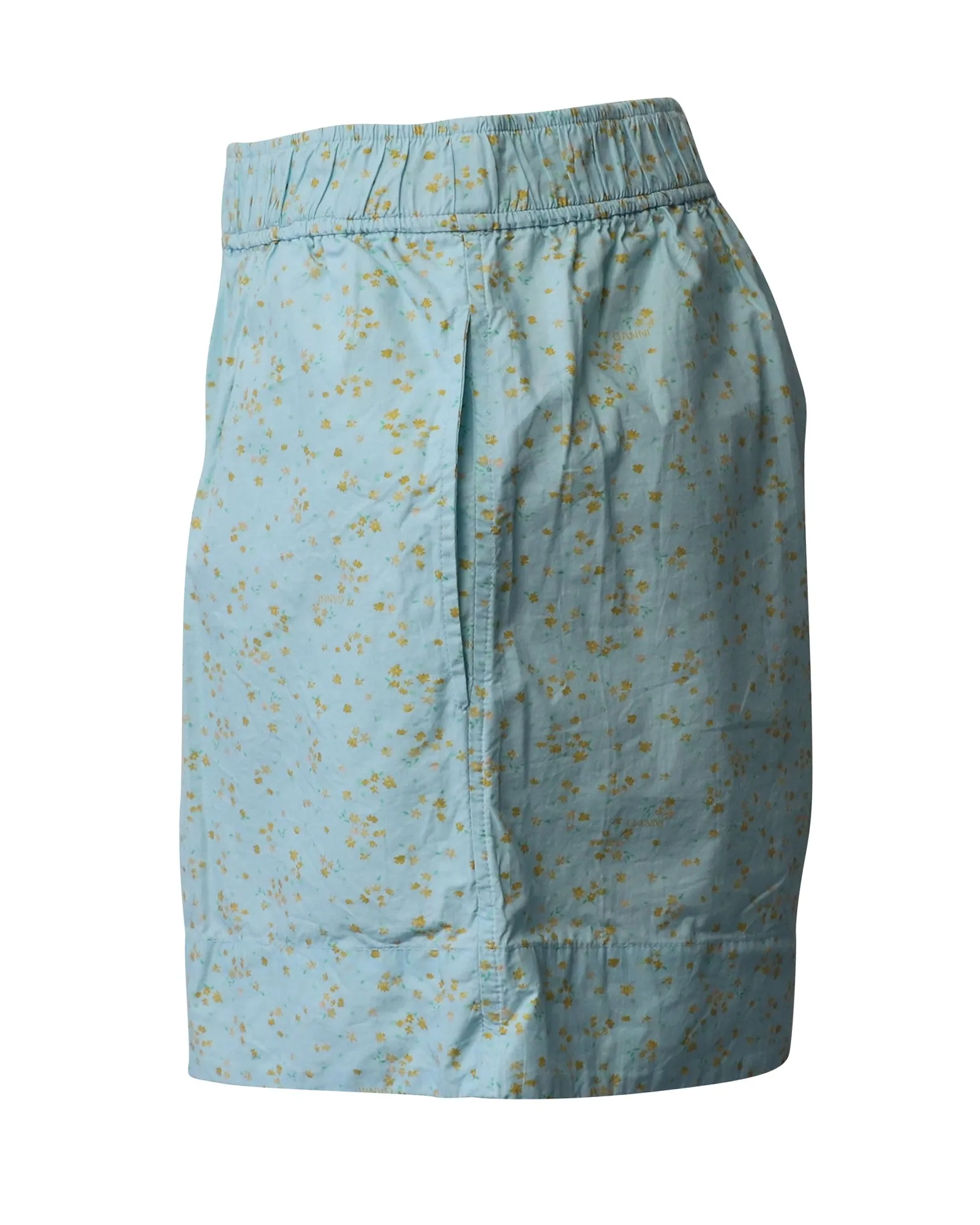 Ganni Floral Printed Shorts in Blue Cotton