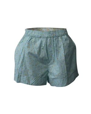 Ganni Floral Printed Shorts in Blue Cotton