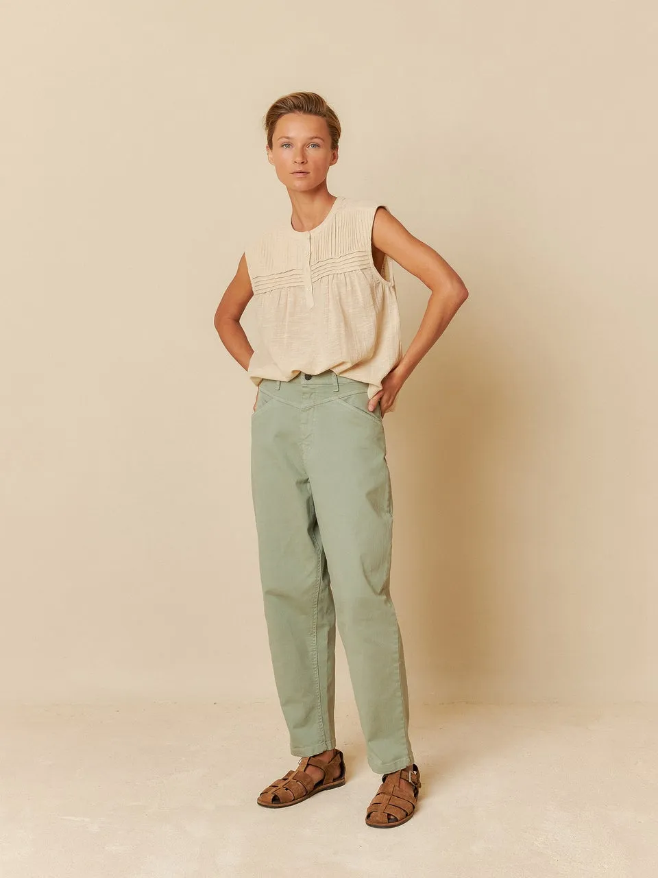 Gauze Pleated Blouse Sk270 Piedra