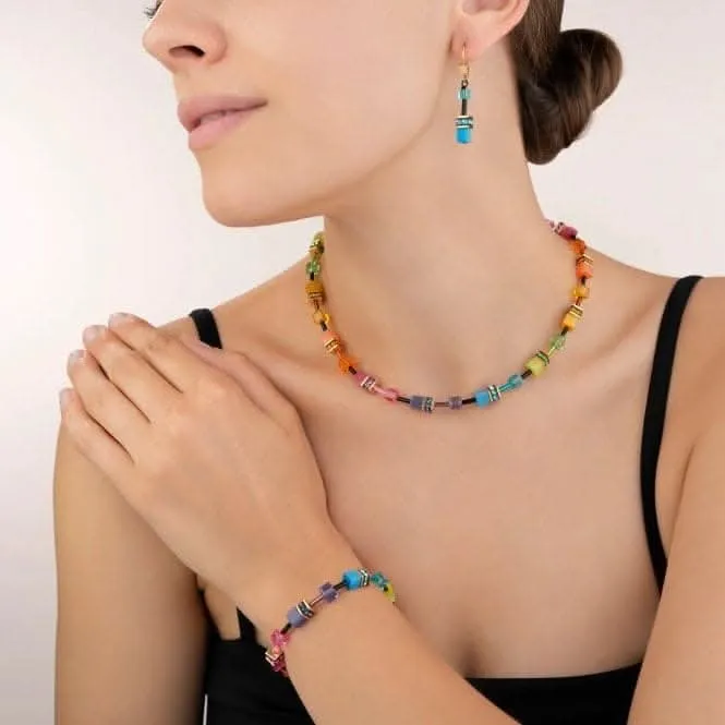 GeoCUBE® Multicolour Rainbow Gold Necklace 2838/10-1573 Coeur De Lion Jewellery
