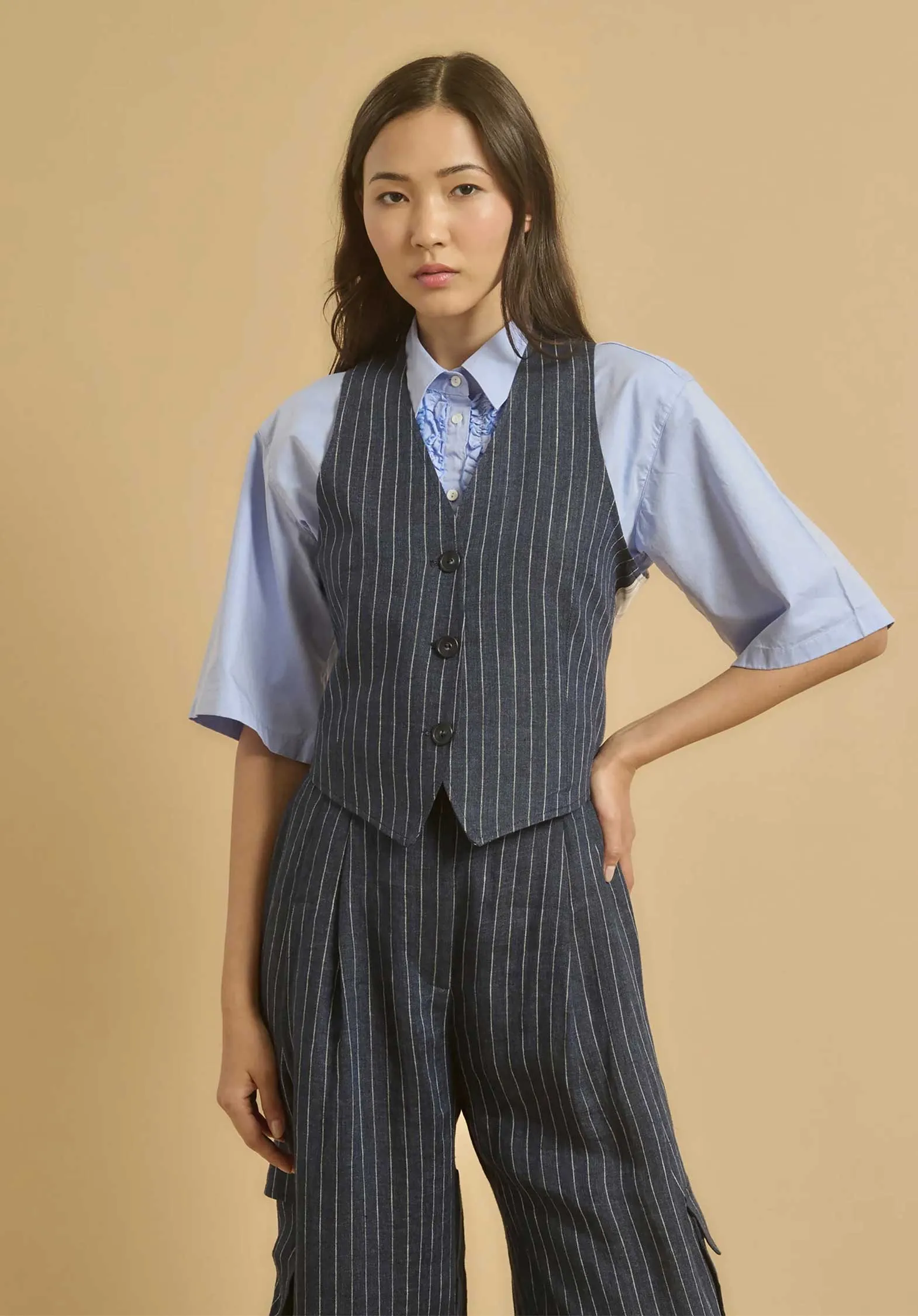 Gilet Gayo 10011 1-Bleu-Blanc