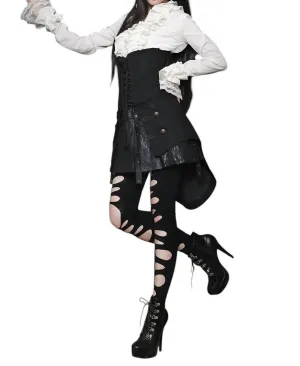 Gothic Military Style Waist Cincher In Black