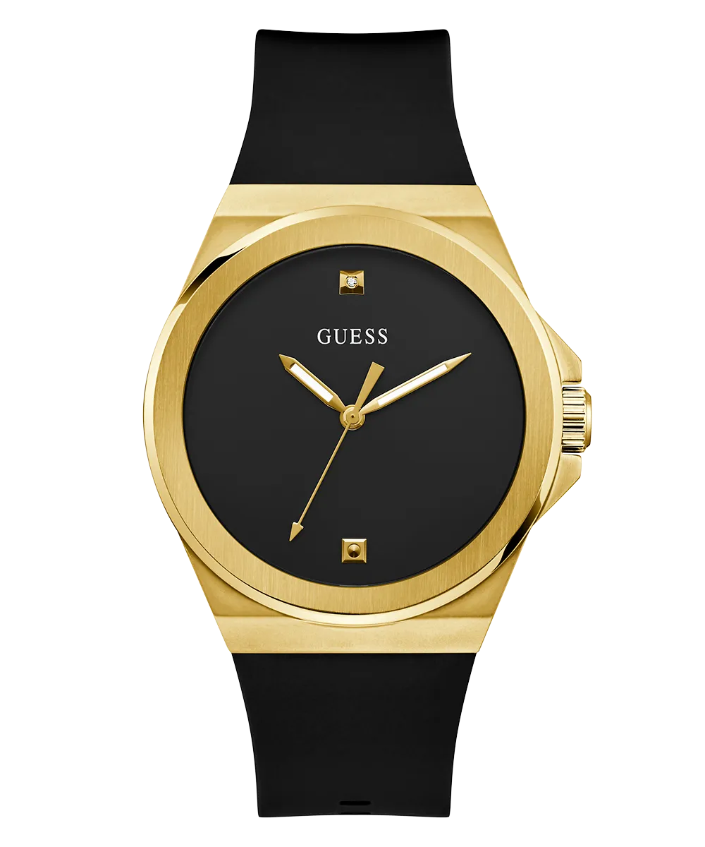 Guess Mens Gold Watches GUESS Mens Black Gold Tone Analog Watch