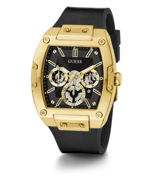 Guess Mens Gold Watches GUESS Mens Black Gold Tone Multi-function Watch