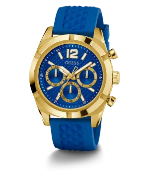 Guess Mens Gold Watches GUESS Mens Blue Gold Tone Multi-function Watch