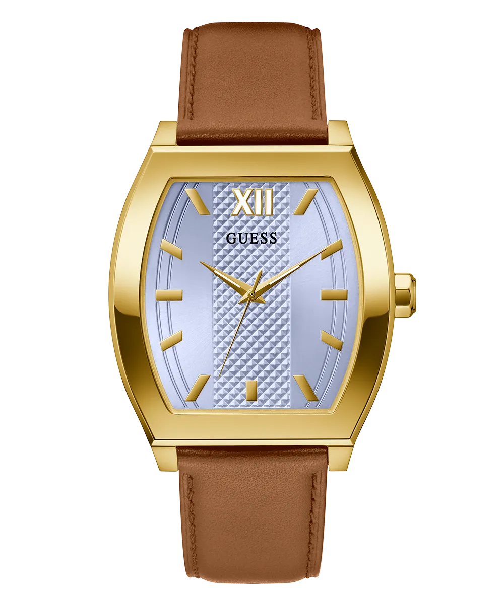 Guess Mens Gold Watches GUESS Mens Brown Gold Tone Analog Watch