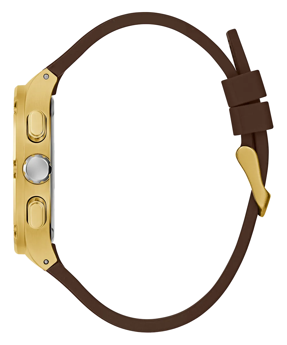 Guess Mens Gold Watches GUESS Mens Brown Gold Tone Multi-function Watch