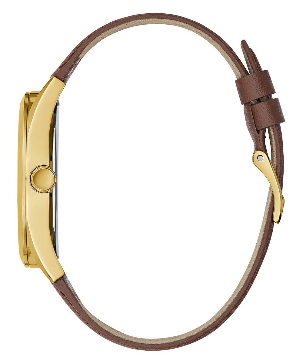 Guess Mens Gold Watches GUESS Mens Chocolate Brown Gold Tone Multi-function Watch