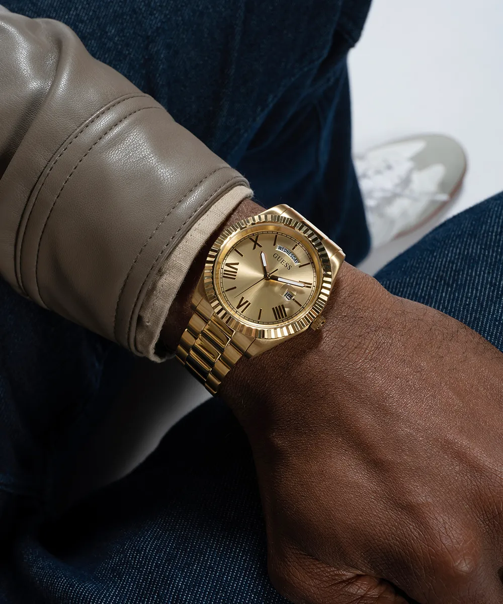 Guess Mens Gold Watches GUESS Mens Gold Tone Day/Date Watch