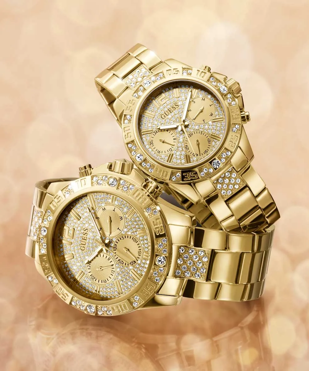 Guess Mens Gold Watches GUESS Mens Gold Tone Multi-function Watch