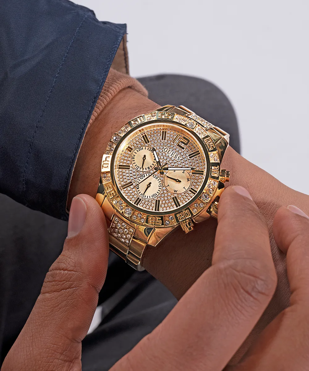 Guess Mens Gold Watches GUESS Mens Gold Tone Multi-function Watch