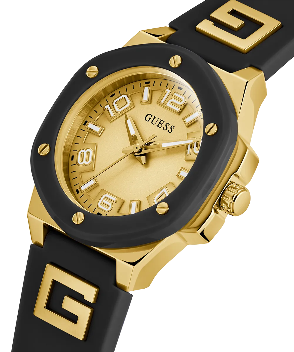 Guess Womens Silicone Watches GUESS Ladies Black 2-Tone Analog Watch