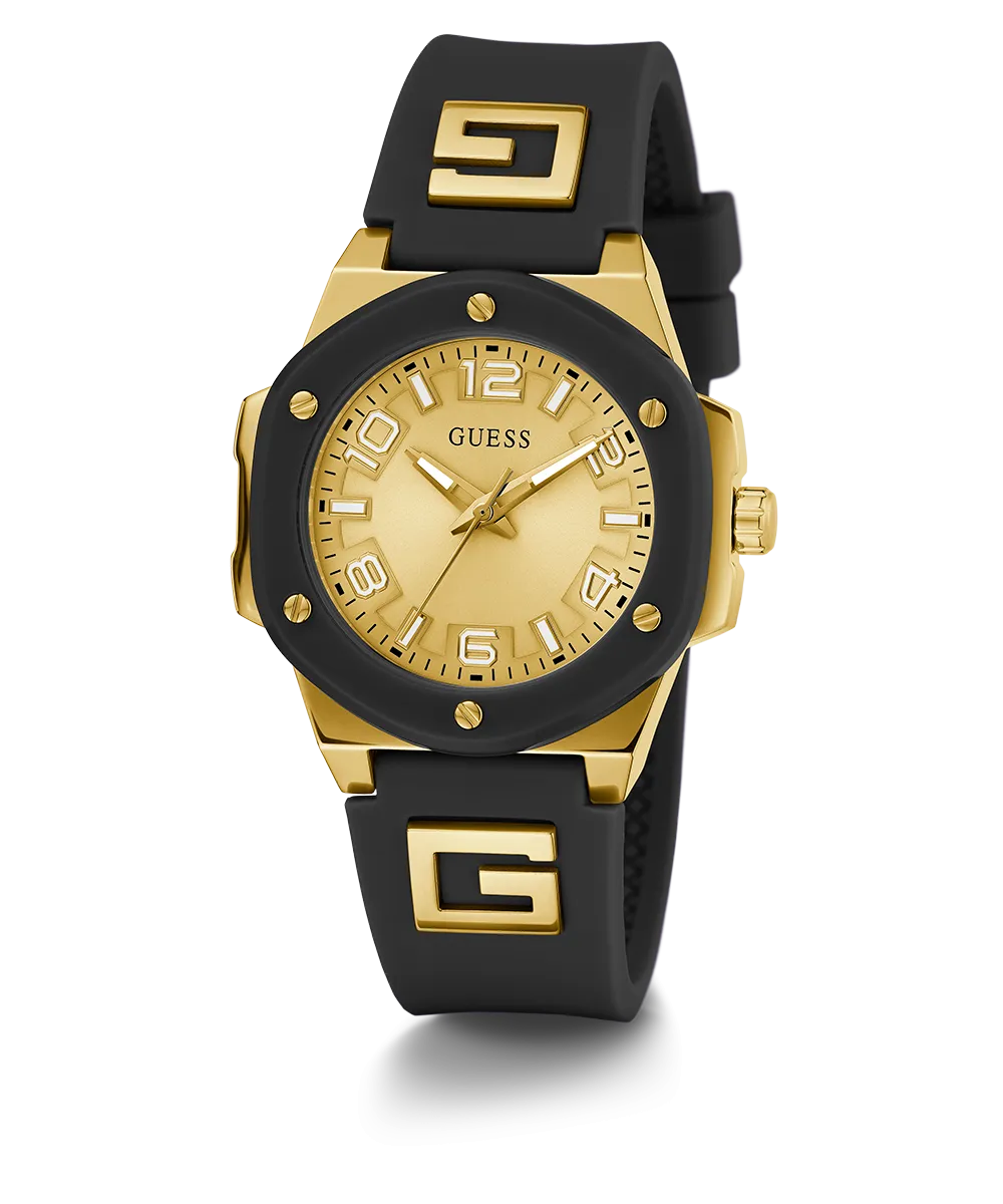 Guess Womens Silicone Watches GUESS Ladies Black 2-Tone Analog Watch