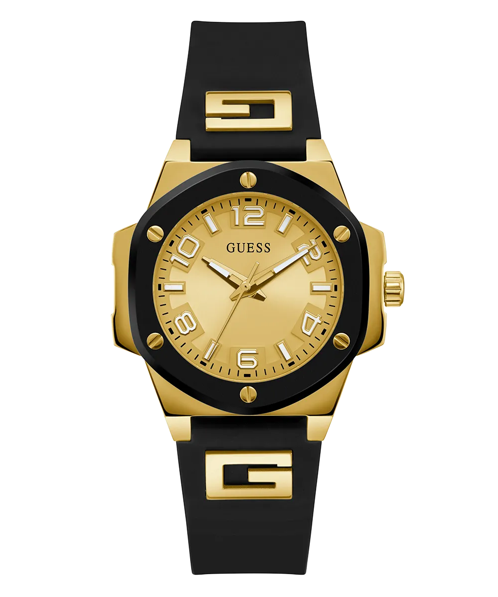 Guess Womens Silicone Watches GUESS Ladies Black 2-Tone Analog Watch
