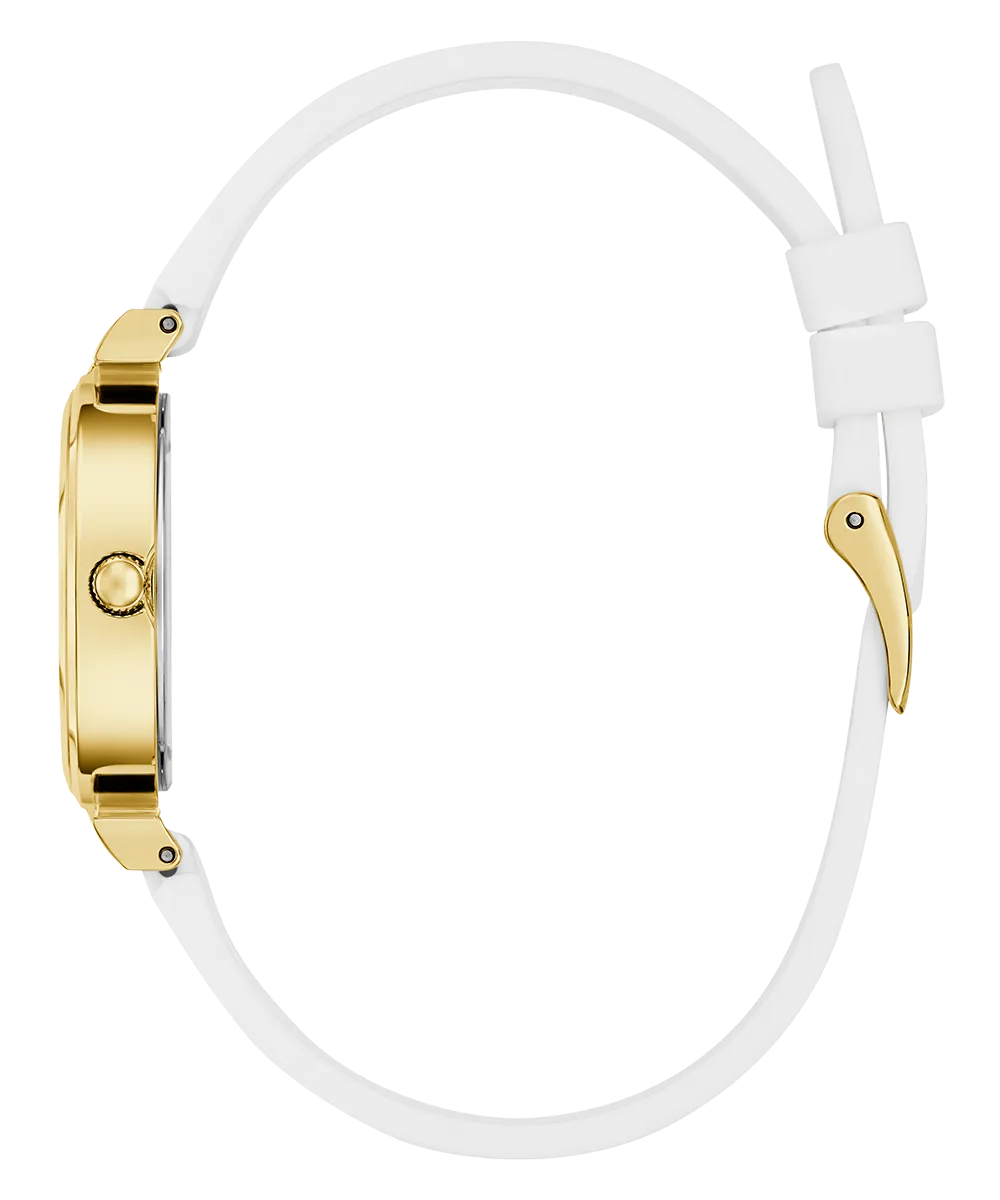 Guess Womens Silicone Watches GUESS Ladies White Gold Tone Analog Watch