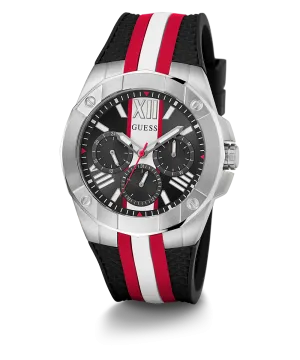 Guess Womens/Mens Silver Watches GUESS Mens Black Silver Tone Multi-function Watch