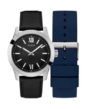 Guess Womens/Mens Silver Watches GUESS Mens Silver Tone Analog Watch Box Set