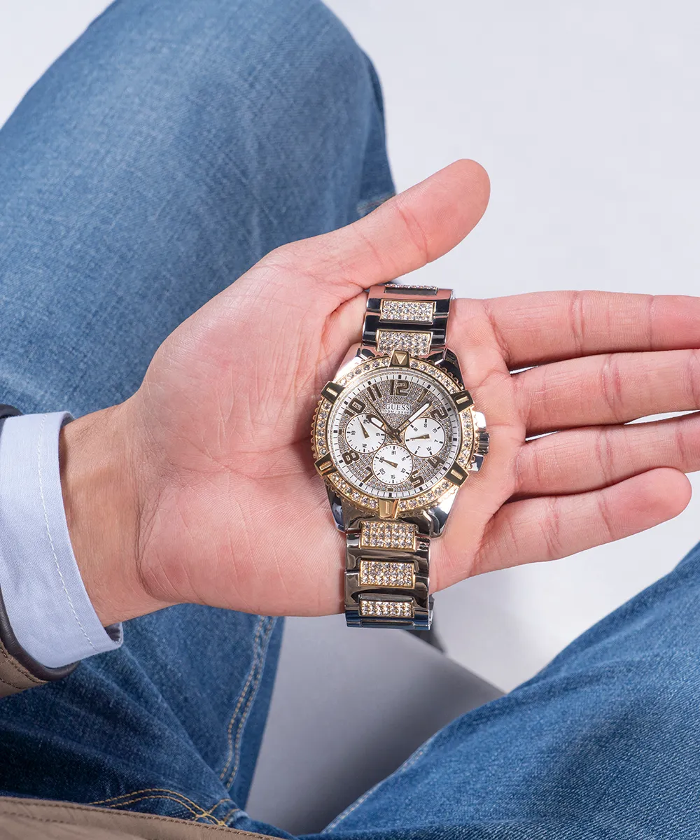 Guess Womens/Mens Silver Watches GUESS Mens Silver Tone/Gold Tone Multi-function Watch