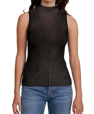 Gyda Mock Neck Top In Black/gold