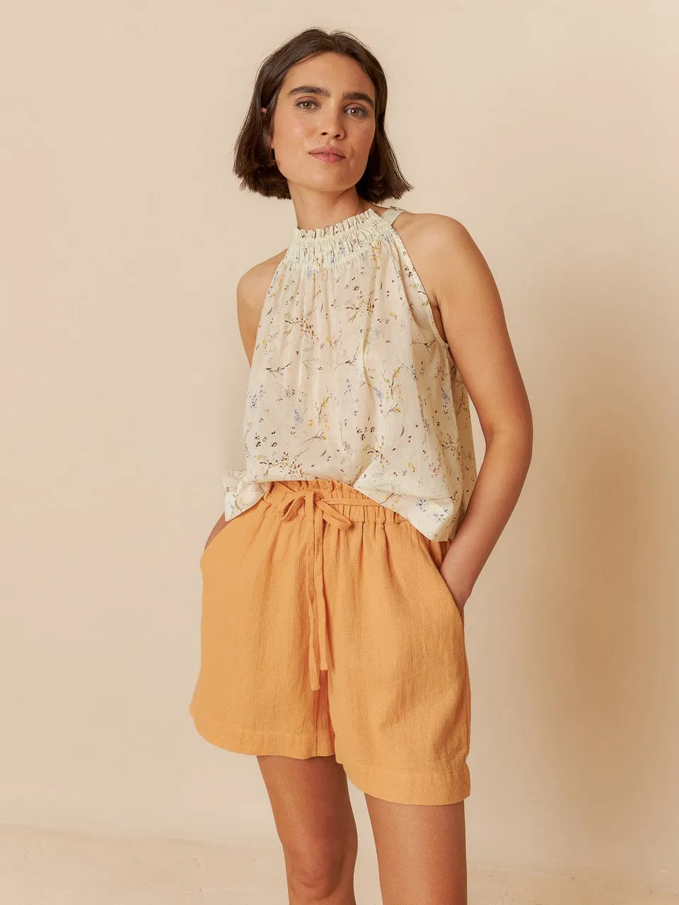 Halter Collar Top Ad151 Vainilla