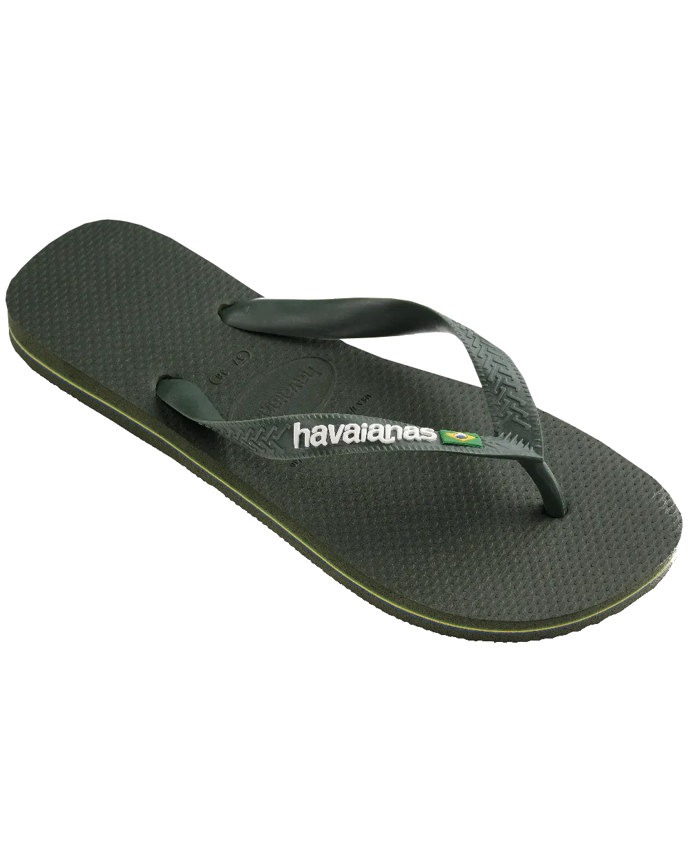Havaianas Shoes Brazil Logo Flip Flops in Olive Green