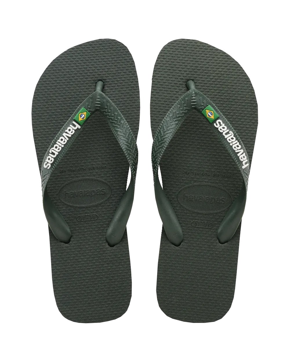 Havaianas Shoes Brazil Logo Flip Flops in Olive Green