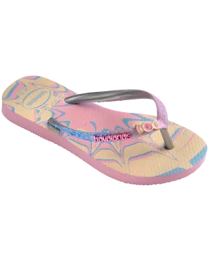 Havaianas Shoes Girls Slim Glitter Trendy Flip Flops in Pink Glow