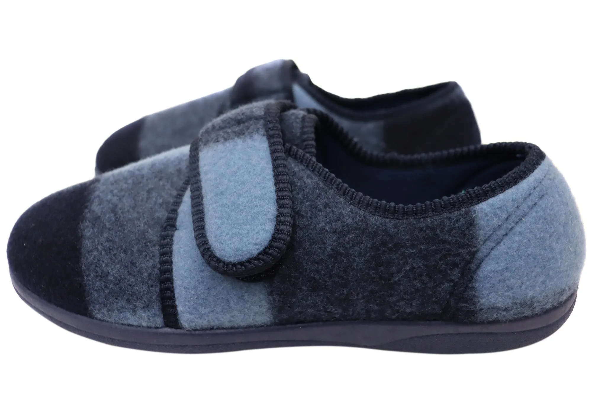 Homyped Mens Ando Adjustable Strap Extra Extra Wide Slippers Blue Homyped Shoes