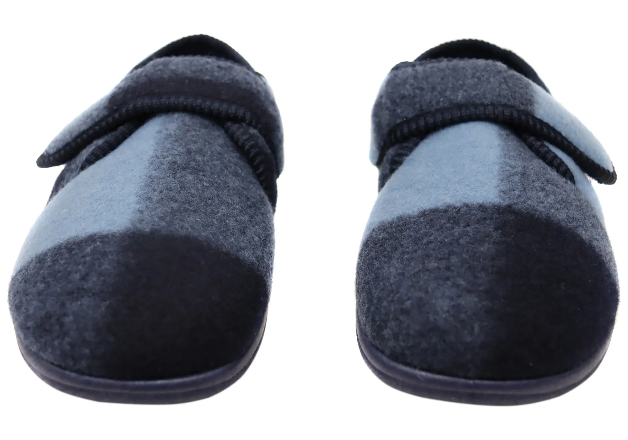 Homyped Mens Ando Adjustable Strap Extra Extra Wide Slippers Blue Homyped Shoes