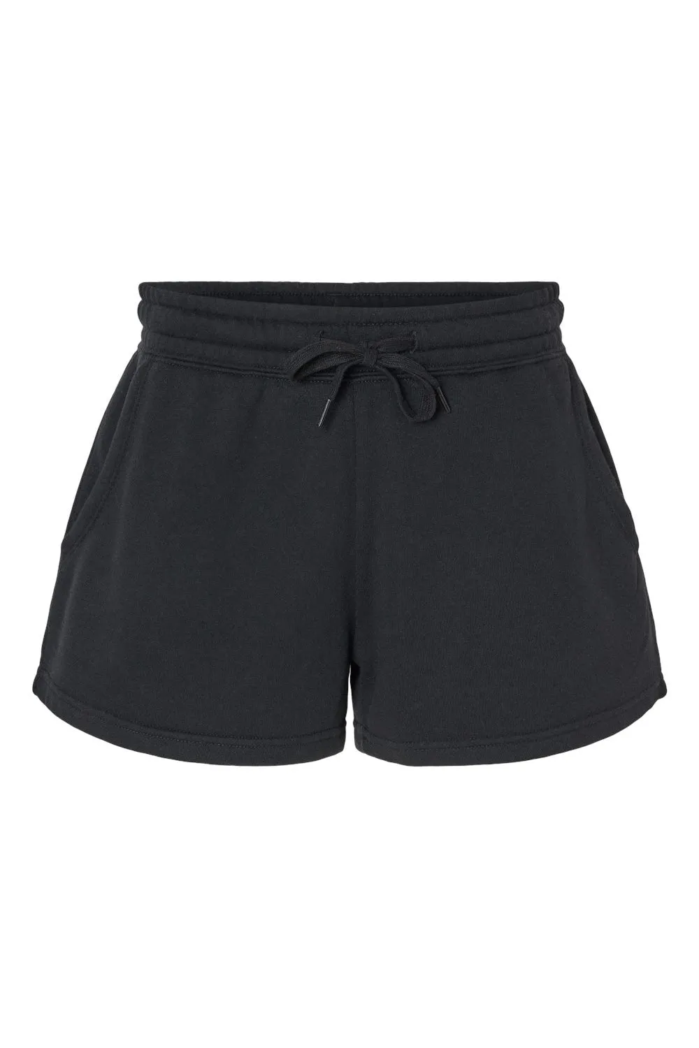 Independent Trading Company Womens California Wave Wash Fleece Shorts w/ Pockets - Black