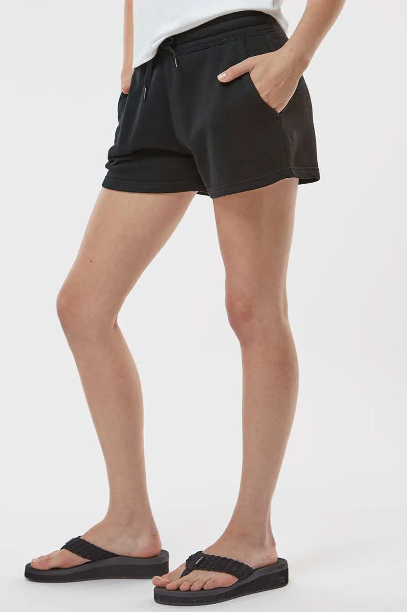 Independent Trading Company Womens California Wave Wash Fleece Shorts w/ Pockets - Black