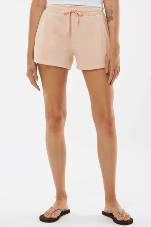 Independent Trading Company Womens California Wave Wash Fleece Shorts w/ Pockets - Blush Pink