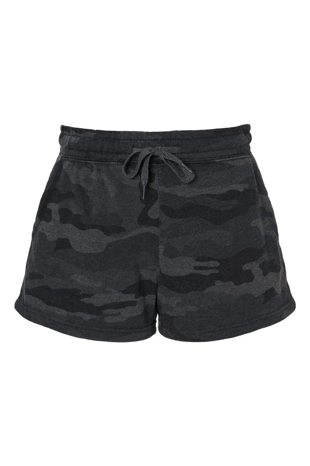 Independent Trading Company Womens California Wave Wash Fleece Shorts w/ Pockets - Heather Black Camo