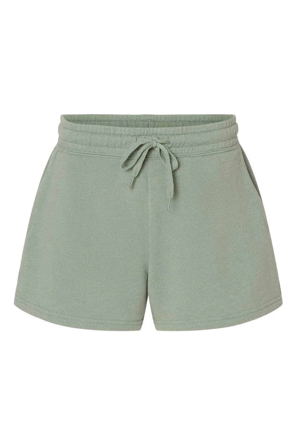 Independent Trading Company Womens California Wave Wash Fleece Shorts w/ Pockets - Sage Green