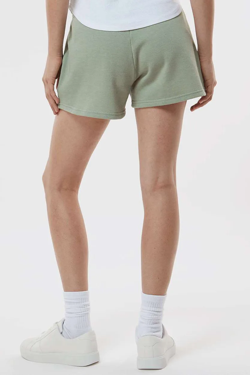 Independent Trading Company Womens California Wave Wash Fleece Shorts w/ Pockets - Sage Green