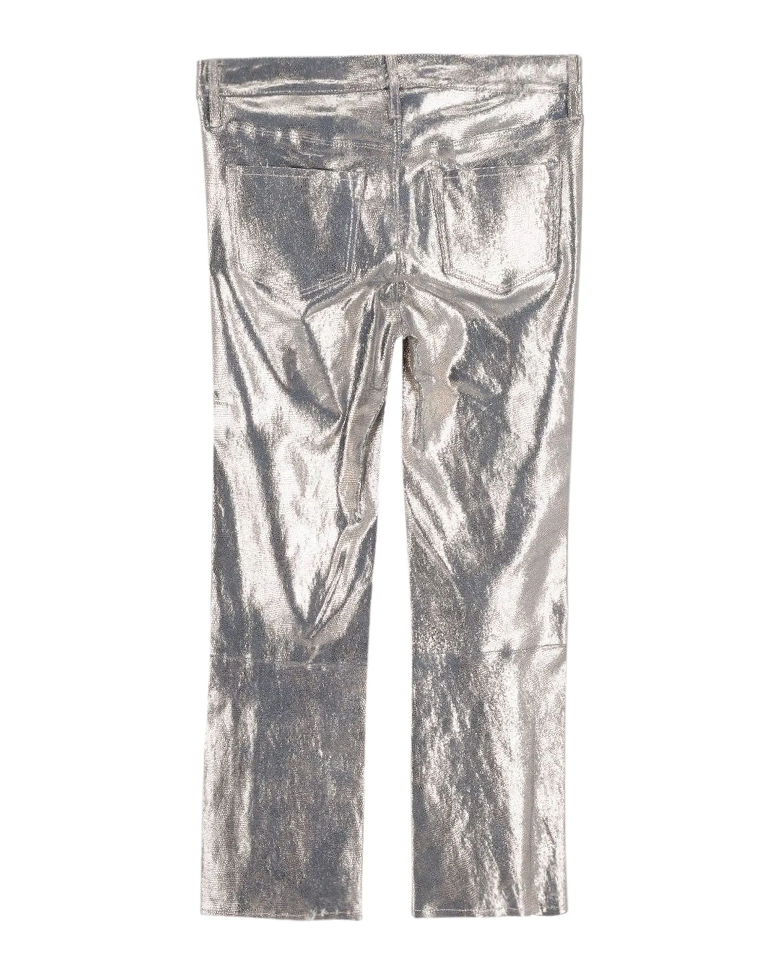 J Brand  Selena Snake-Effect Cropped Boot Trousers in Gold Lambskin Leather