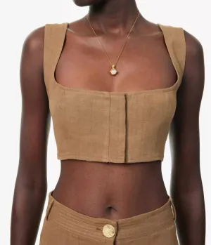 Jirja Linen Bralette In Tabacco
