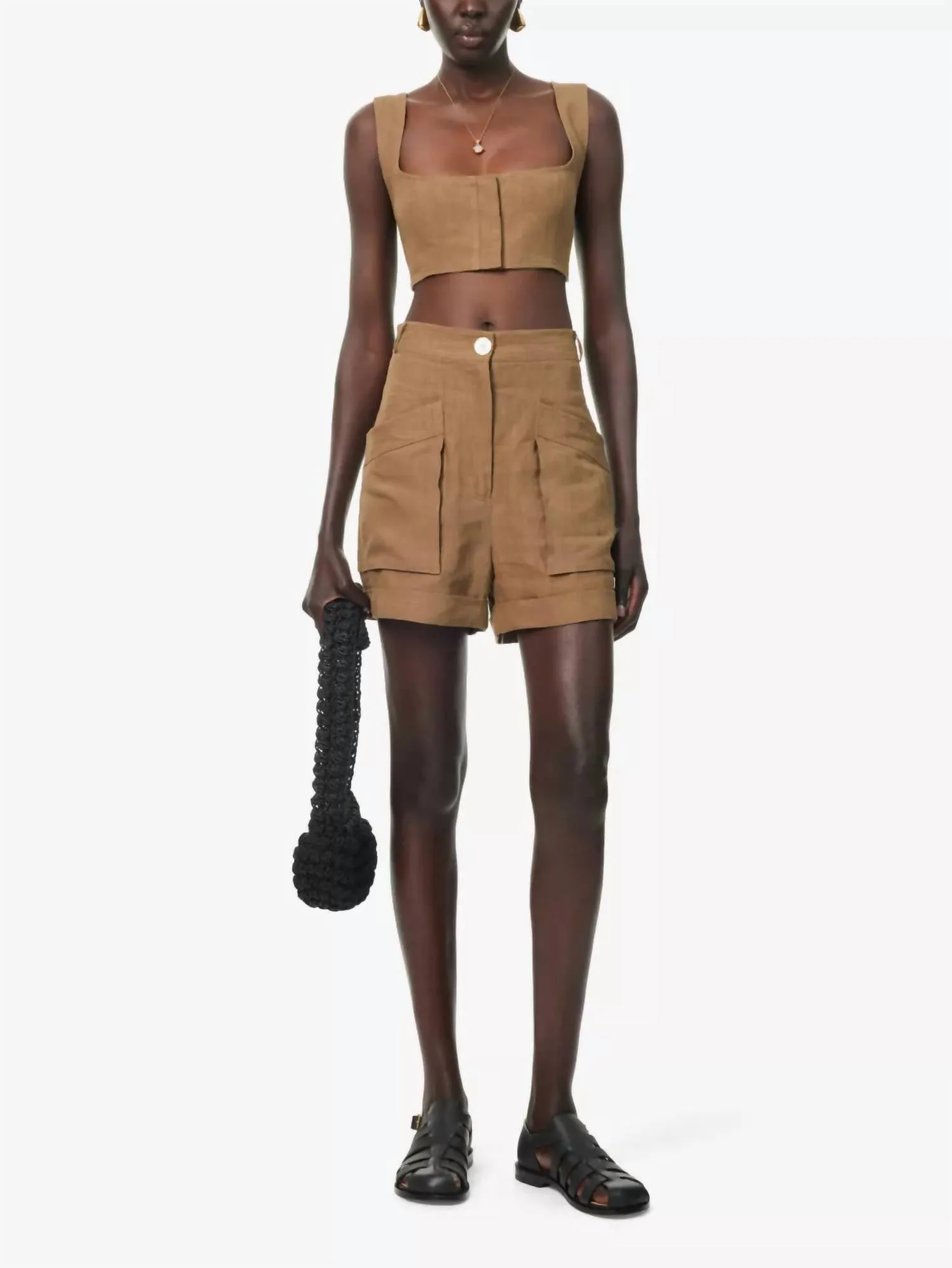 Jirja Linen Bralette In Tabacco
