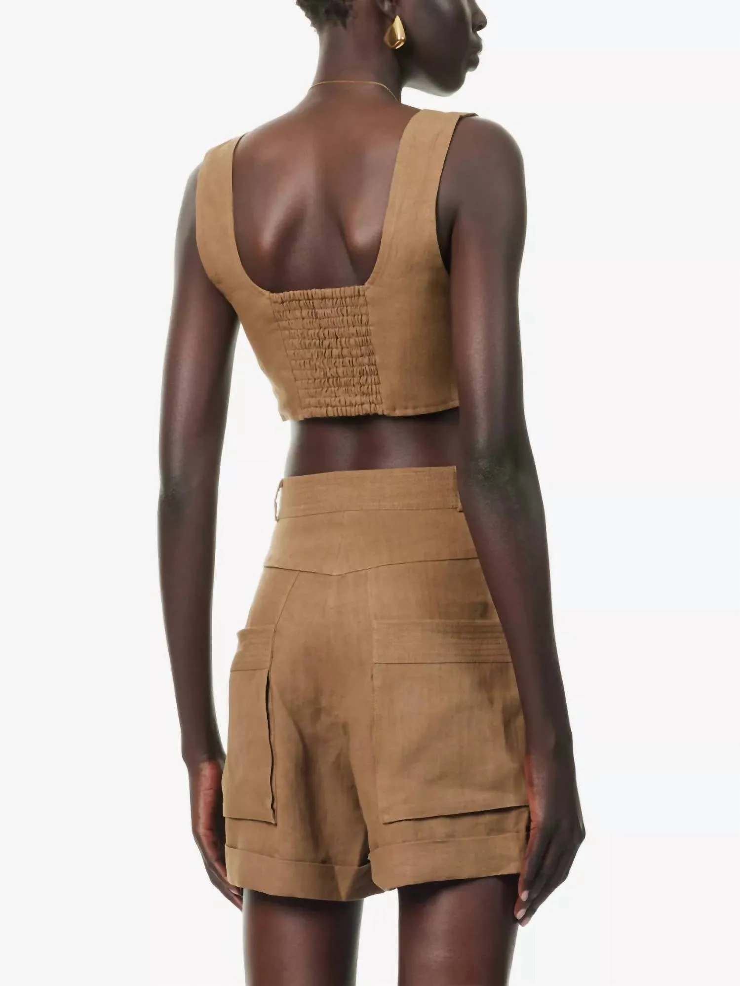 Jirja Linen Bralette In Tabacco