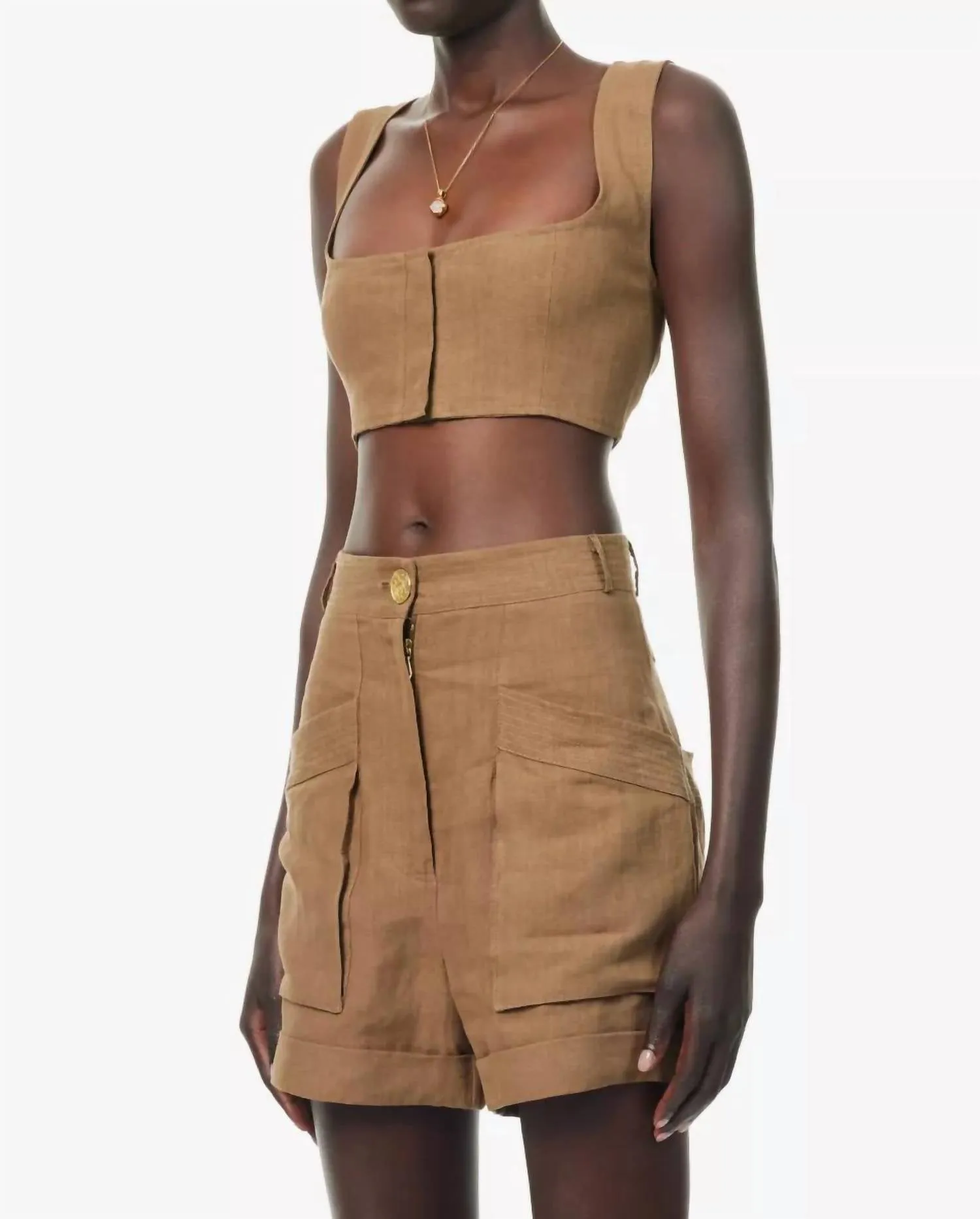 Jirja Linen Bralette In Tabacco