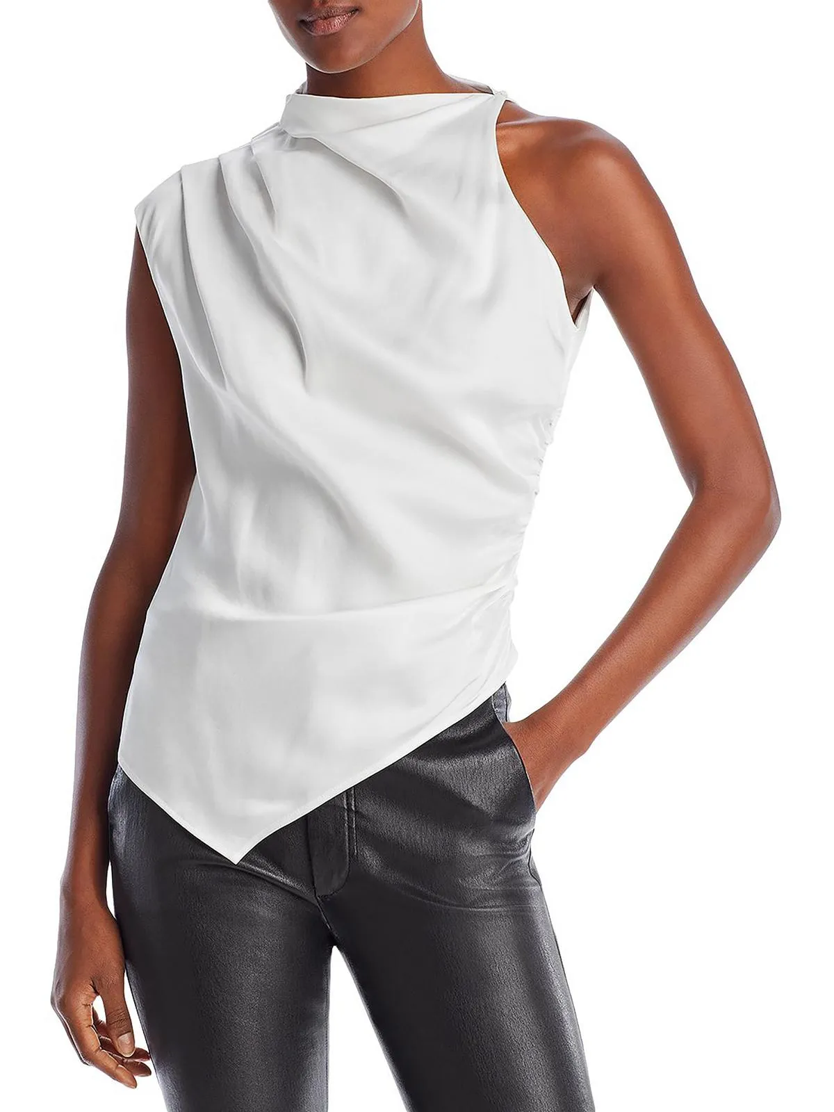 Jones Womens Satin Asymmetric Pullover Top