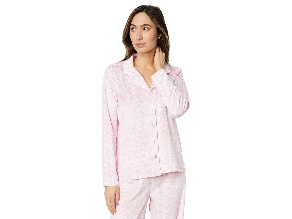 Karen Neuburger Novelties Minky Women's PXL White Pink Floral Pajama Sets ERK619