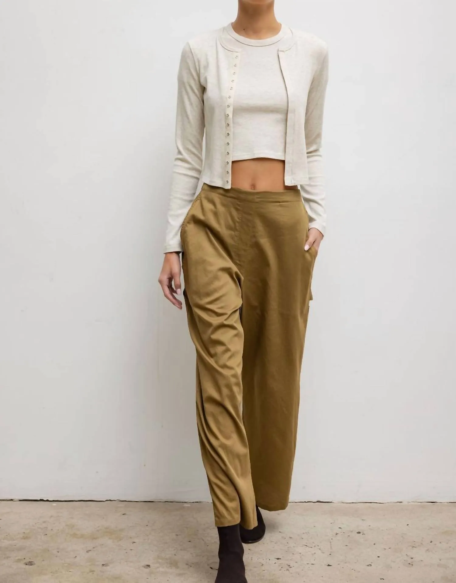 Kelly Long Sleeve Snap Down Cardigan In Oatmeal