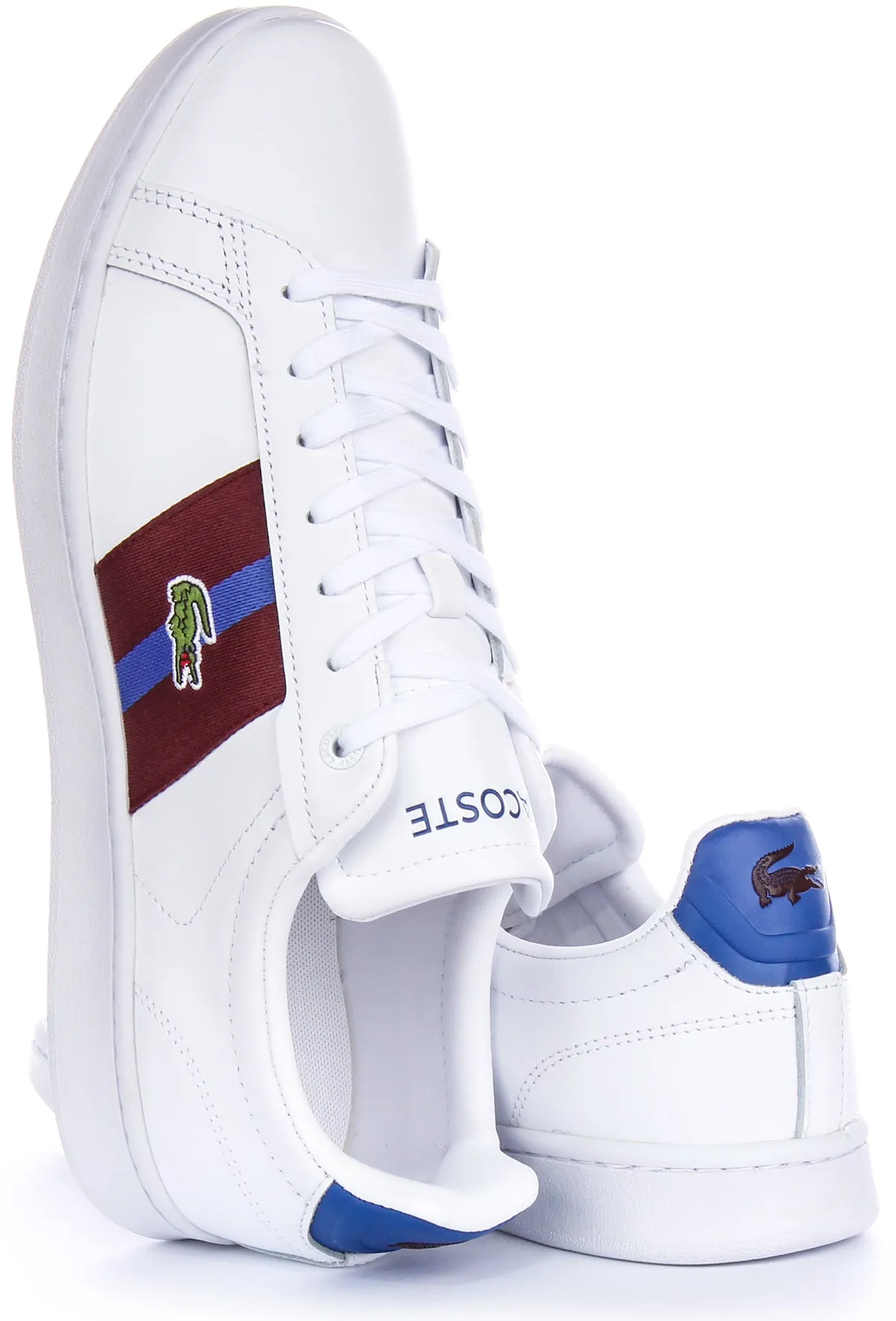 Lacoste Carnaby Pro CGR In White Burgundy For Men Shoes Lacoste