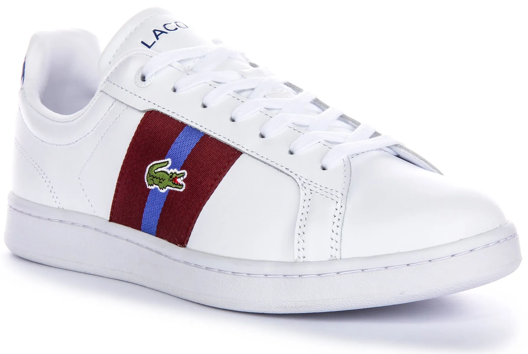 Lacoste Carnaby Pro CGR In White Burgundy For Men Shoes Lacoste