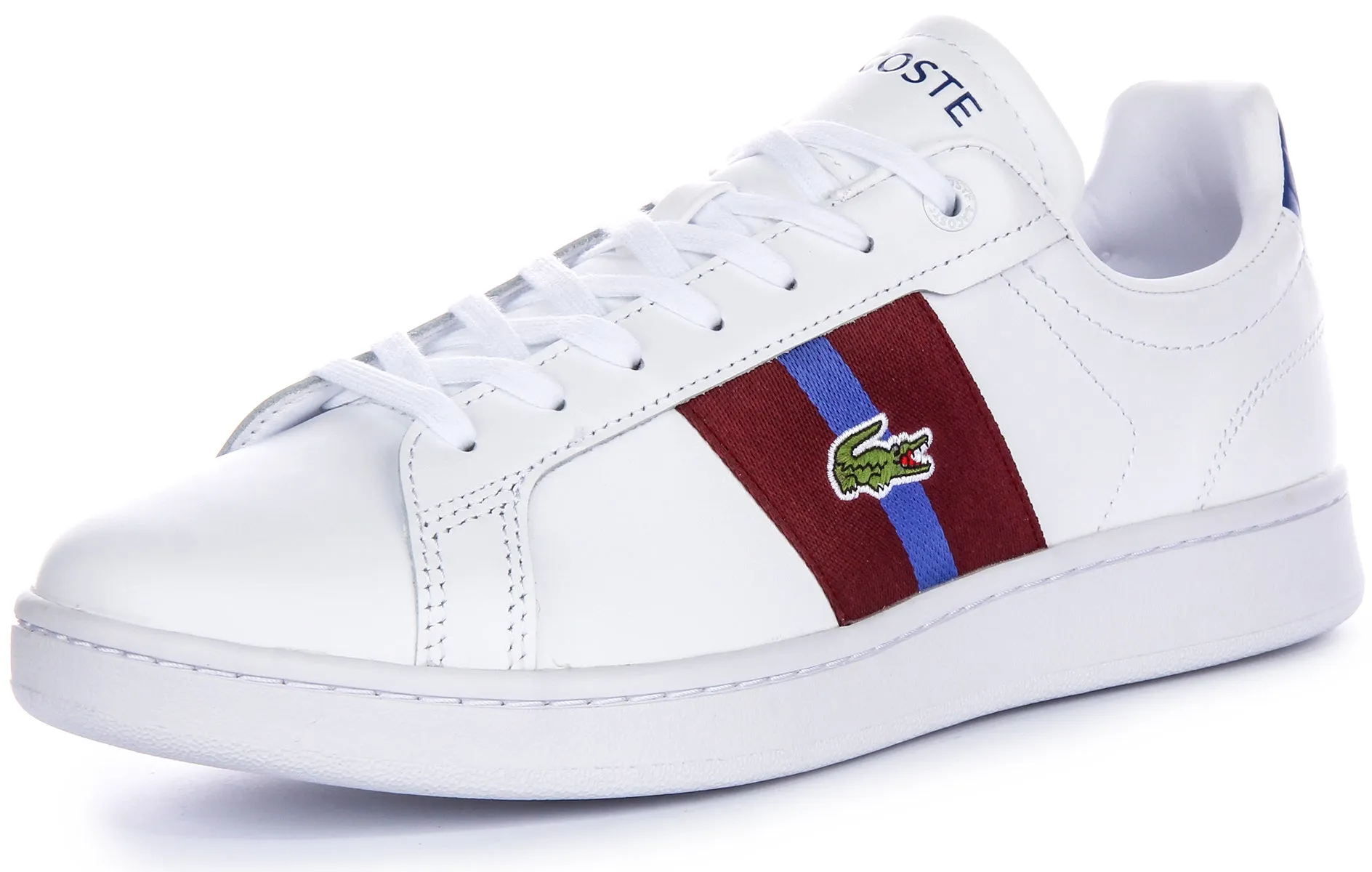 Lacoste Carnaby Pro CGR In White Burgundy For Men Shoes Lacoste