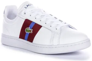 Lacoste Carnaby Pro CGR In White Burgundy For Men Shoes Lacoste