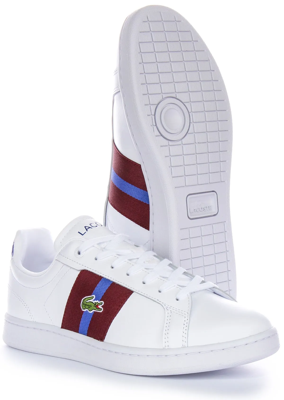 Lacoste Carnaby Pro CGR In White Burgundy For Men Shoes Lacoste